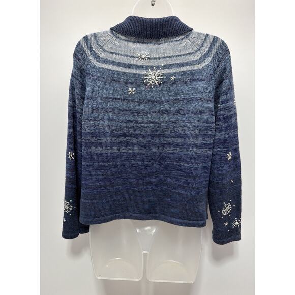 Tiara International VTG 2003 Snowflake Christmas Cardigan Sweater Petite Medium - Picture 2 of 5